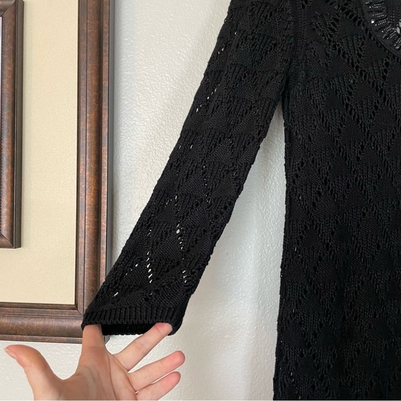 NEW WHBM 3/4 Sleeve Open Knit Embellished Beaded Tunic Sweater Top Size Medium - Picture 10 of 14